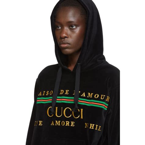 gucci black chenille hoodie|gucci trim tan hoodie.